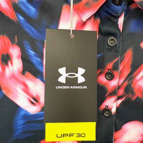 Under Armour Golf Polo Womens, Zinger Blur, Black-Pink , XS - Picture 6 of 8